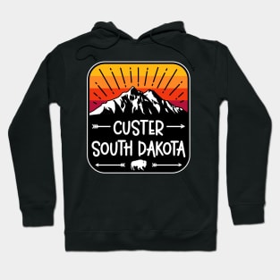 Custer South Dakota Vintage Mountain Sunset Hoodie